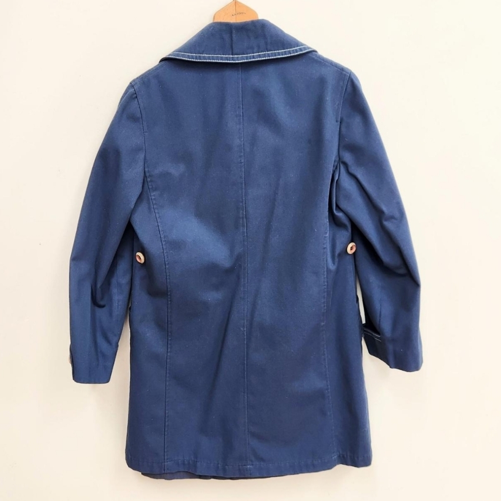 Women's Navy Double-Breasted Coat - Picture 5 of 7